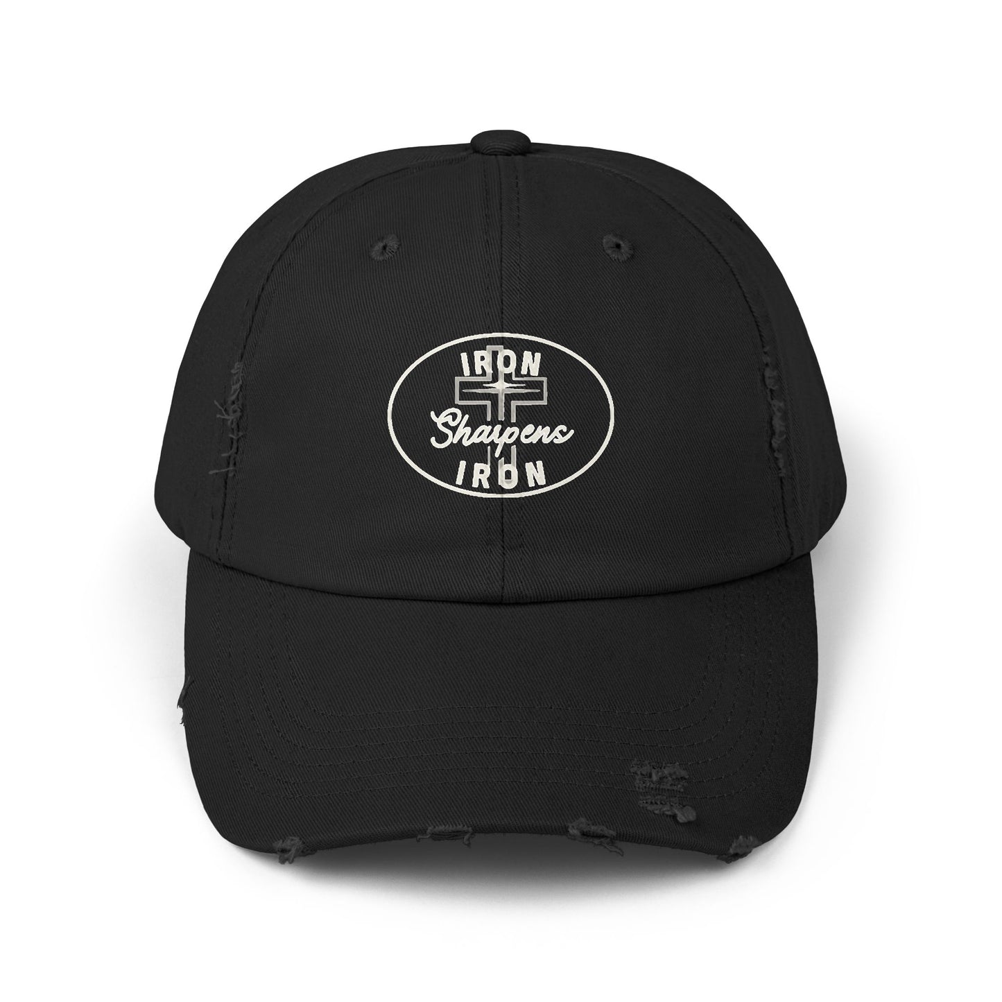 Unisex Distressed Cap - Iron Sharpens Iron Inspirational Hat
