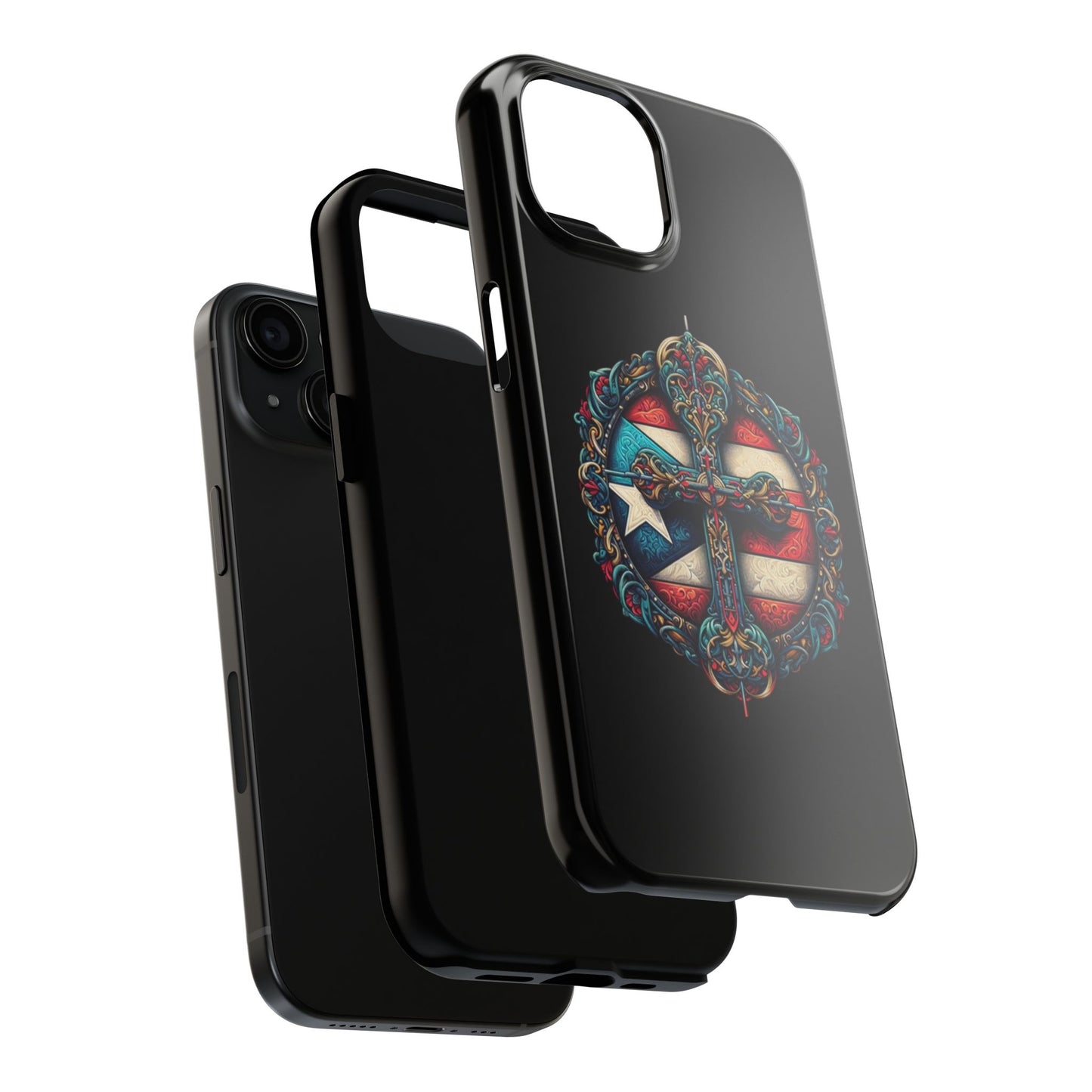 Tough Phone Case with Vintage Cross Design - Durable and Stylish Protection
