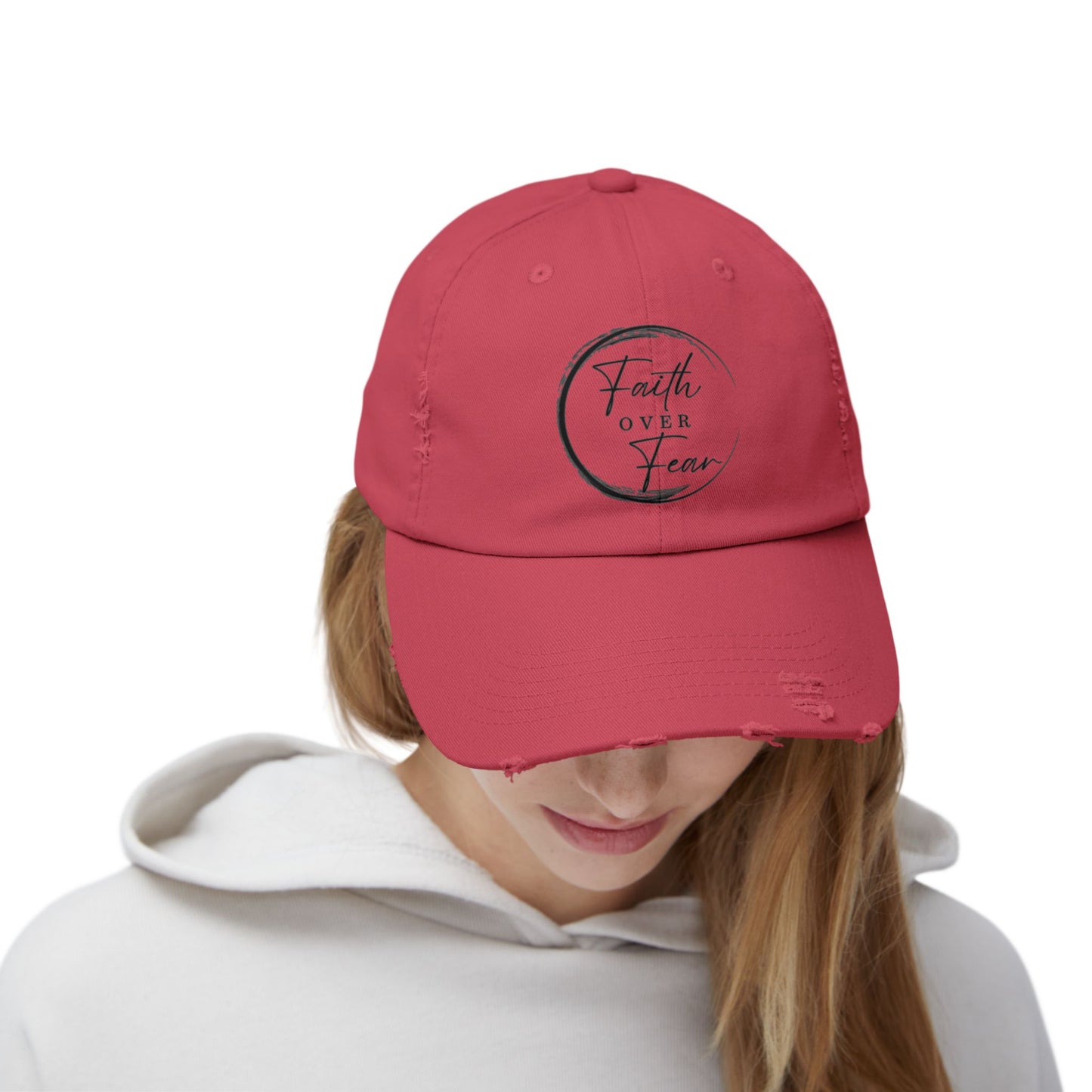 Faith Over Fear Unisex Distressed Cap