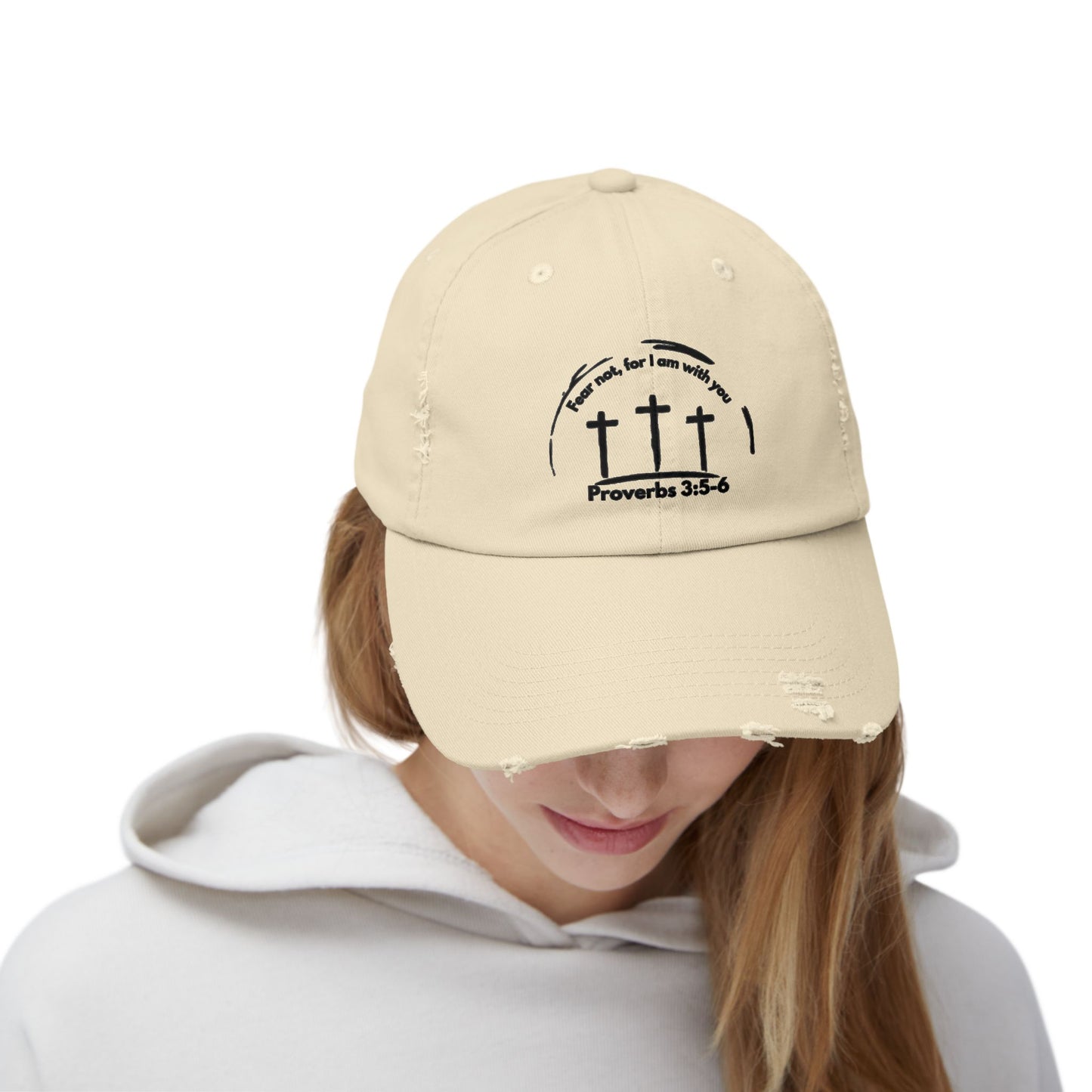 Unisex Distressed Faith Cap - Proverbs 3:5-6 Inspirational Design