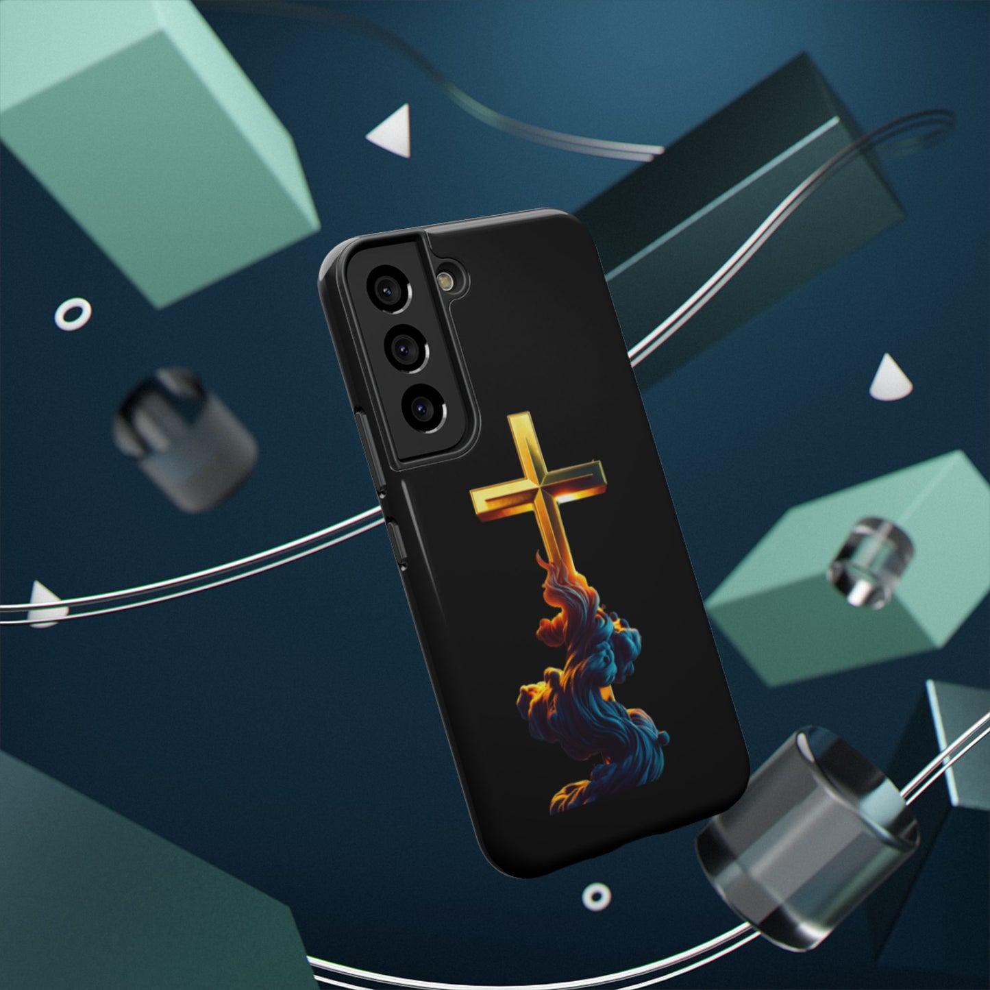 Impact-Resistant Phone Case with Cross Design - Durable and Stylish