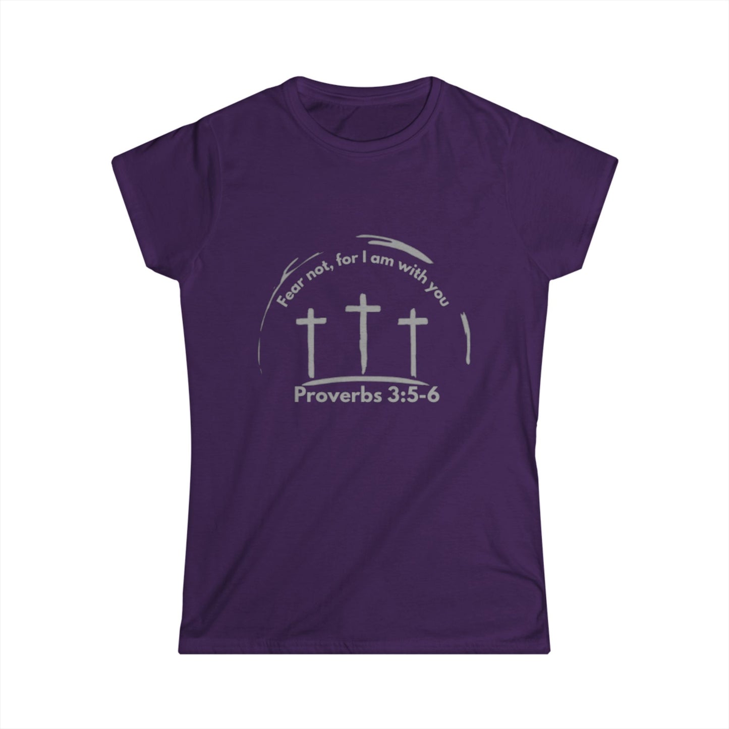 Inspirational Women's Softstyle Tee - Proverbs 3:5-6 Cross Design