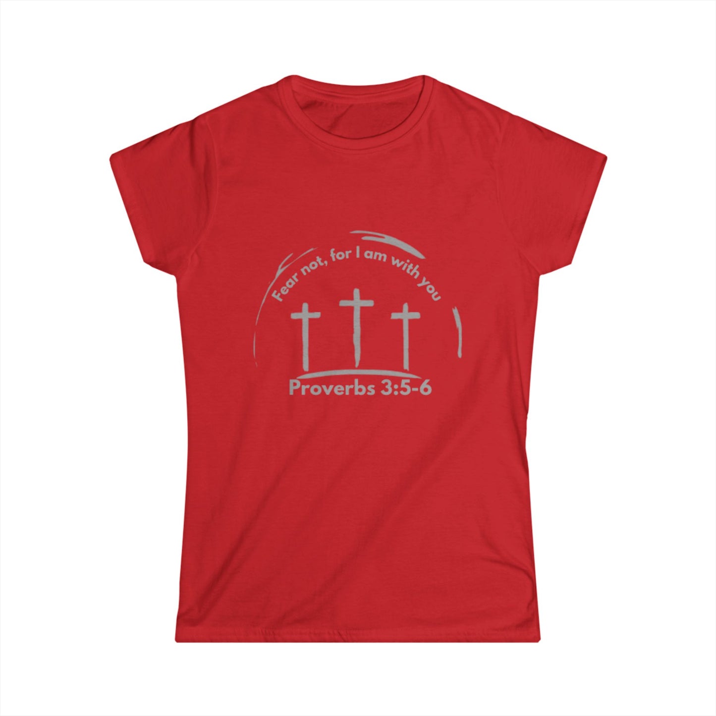 Inspirational Women's Softstyle Tee - Proverbs 3:5-6 Cross Design