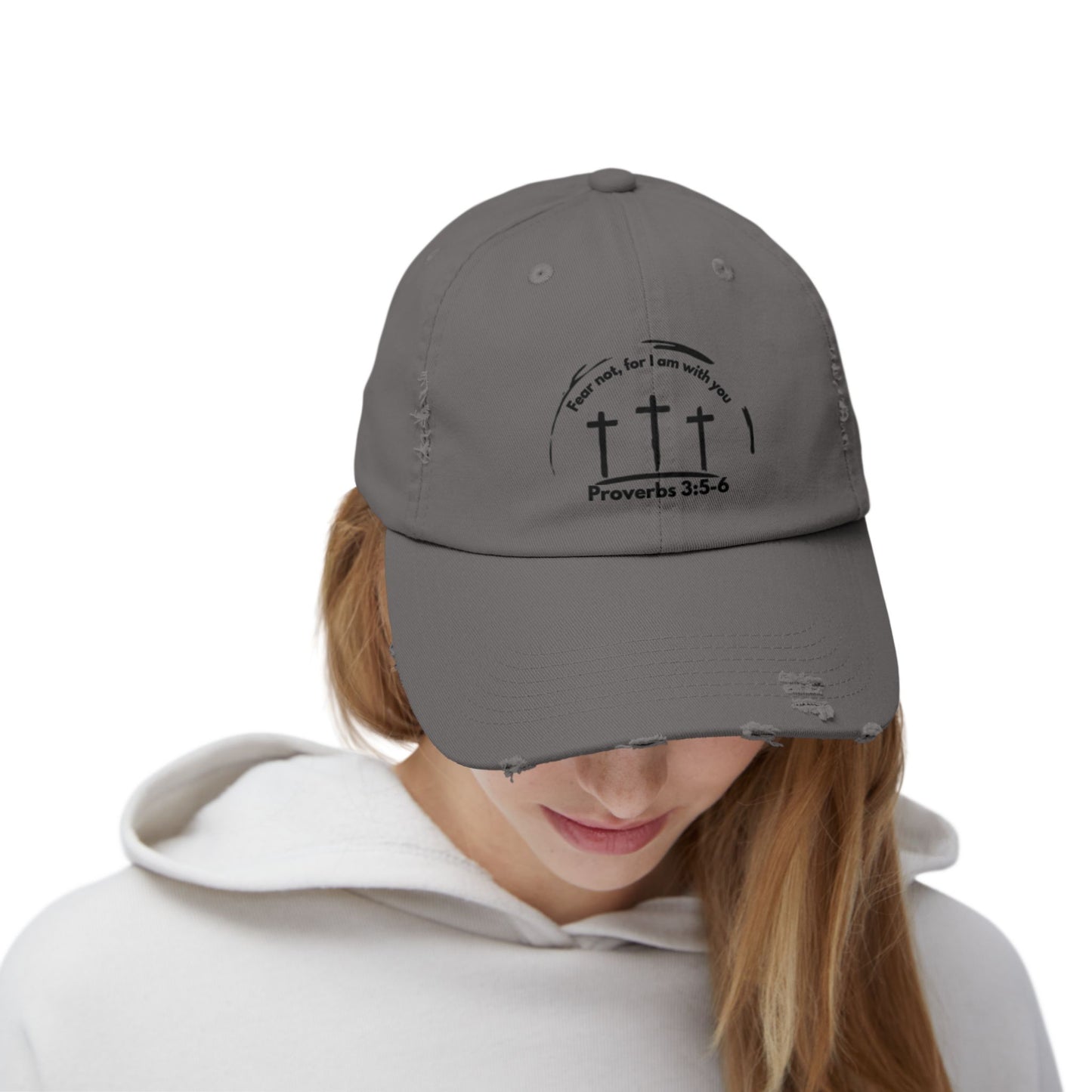Unisex Distressed Faith Cap - Proverbs 3:5-6 Inspirational Design