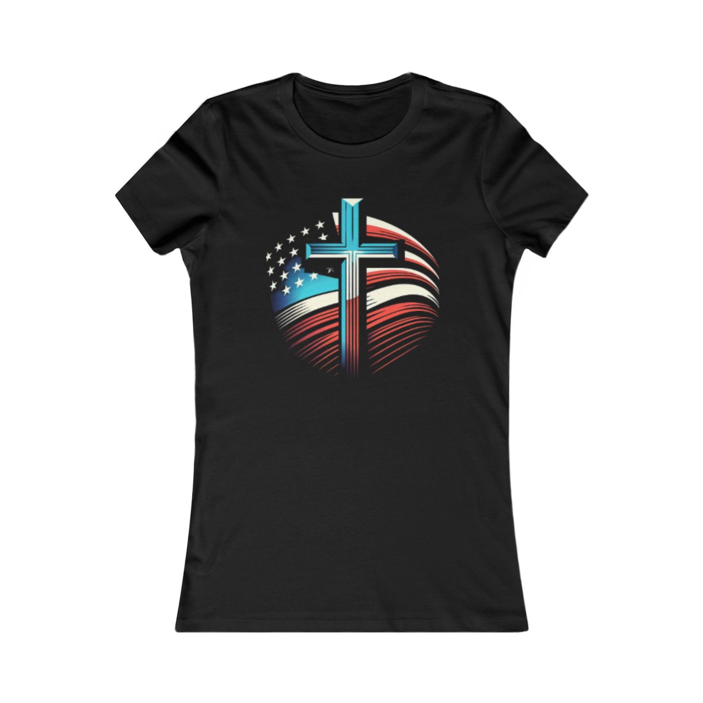 Patriotic Cross Women's Tee - Faith & Freedom Design