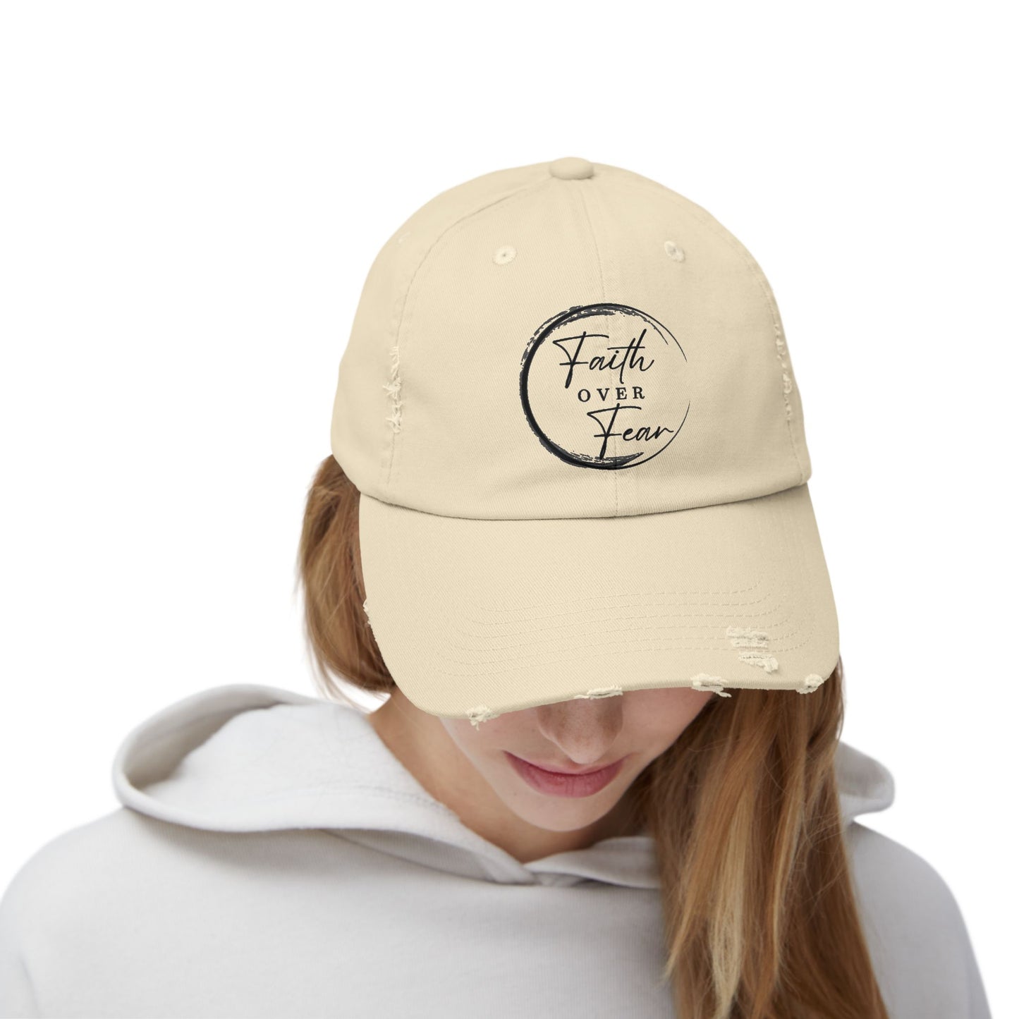 Faith Over Fear Unisex Distressed Cap