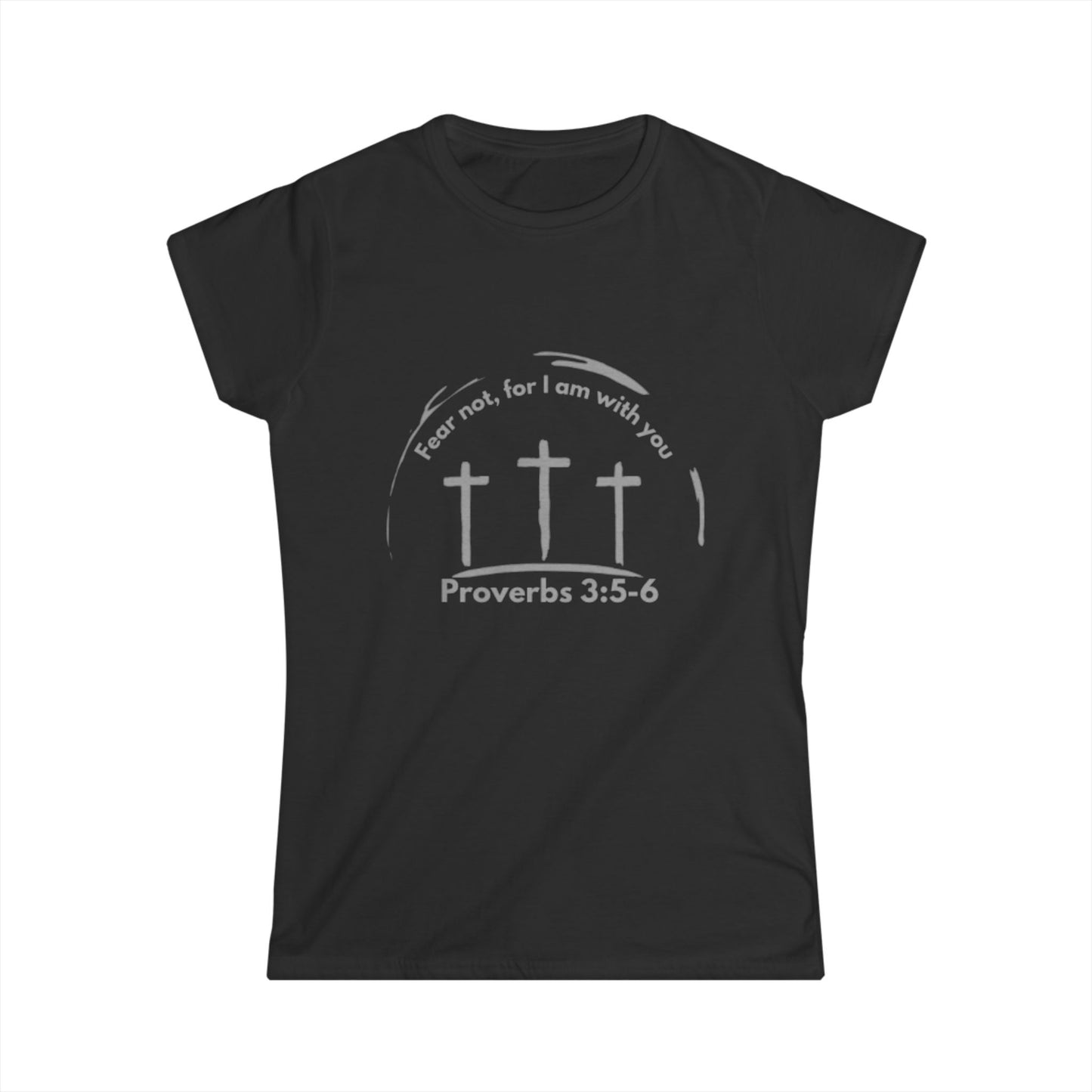 Inspirational Women's Softstyle Tee - Proverbs 3:5-6 Cross Design