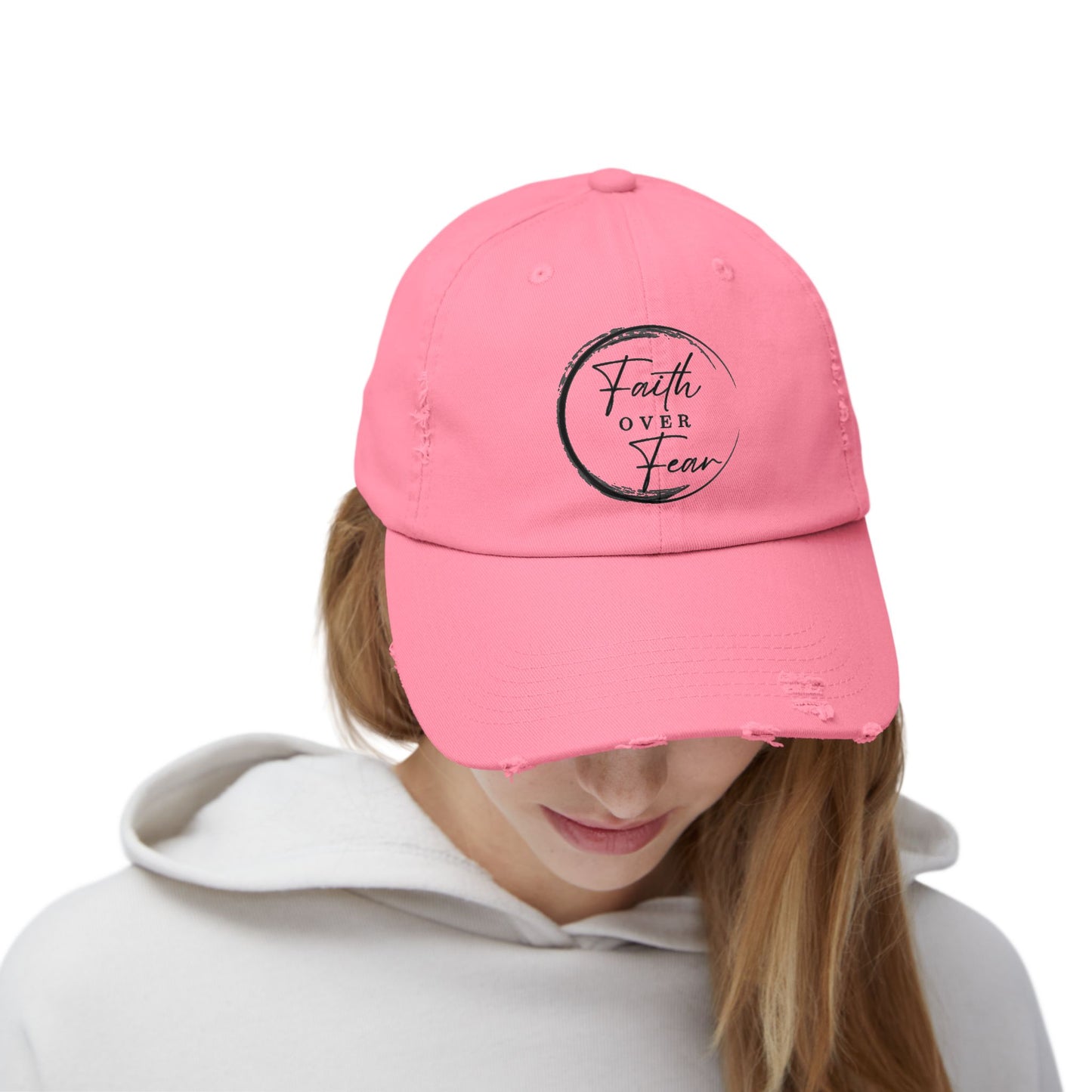 Faith Over Fear Unisex Distressed Cap