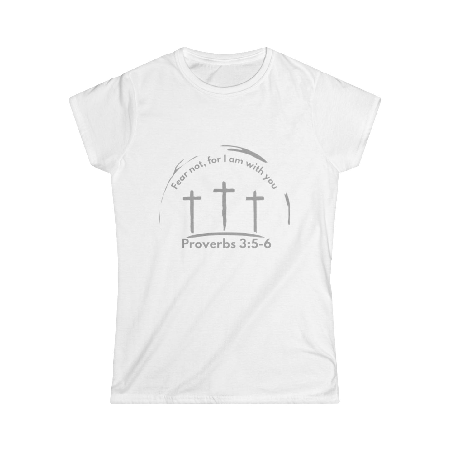 Inspirational Women's Softstyle Tee - Proverbs 3:5-6 Cross Design