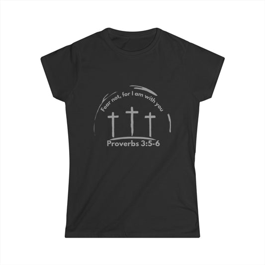 Inspirational Women's Softstyle Tee - Proverbs 3:5-6 Cross Design