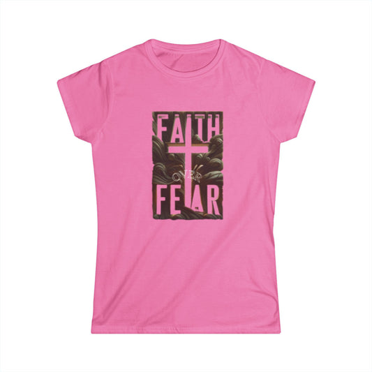 Faith Over Fear Women's Softstyle Tee - Inspirational Christian Shirt
